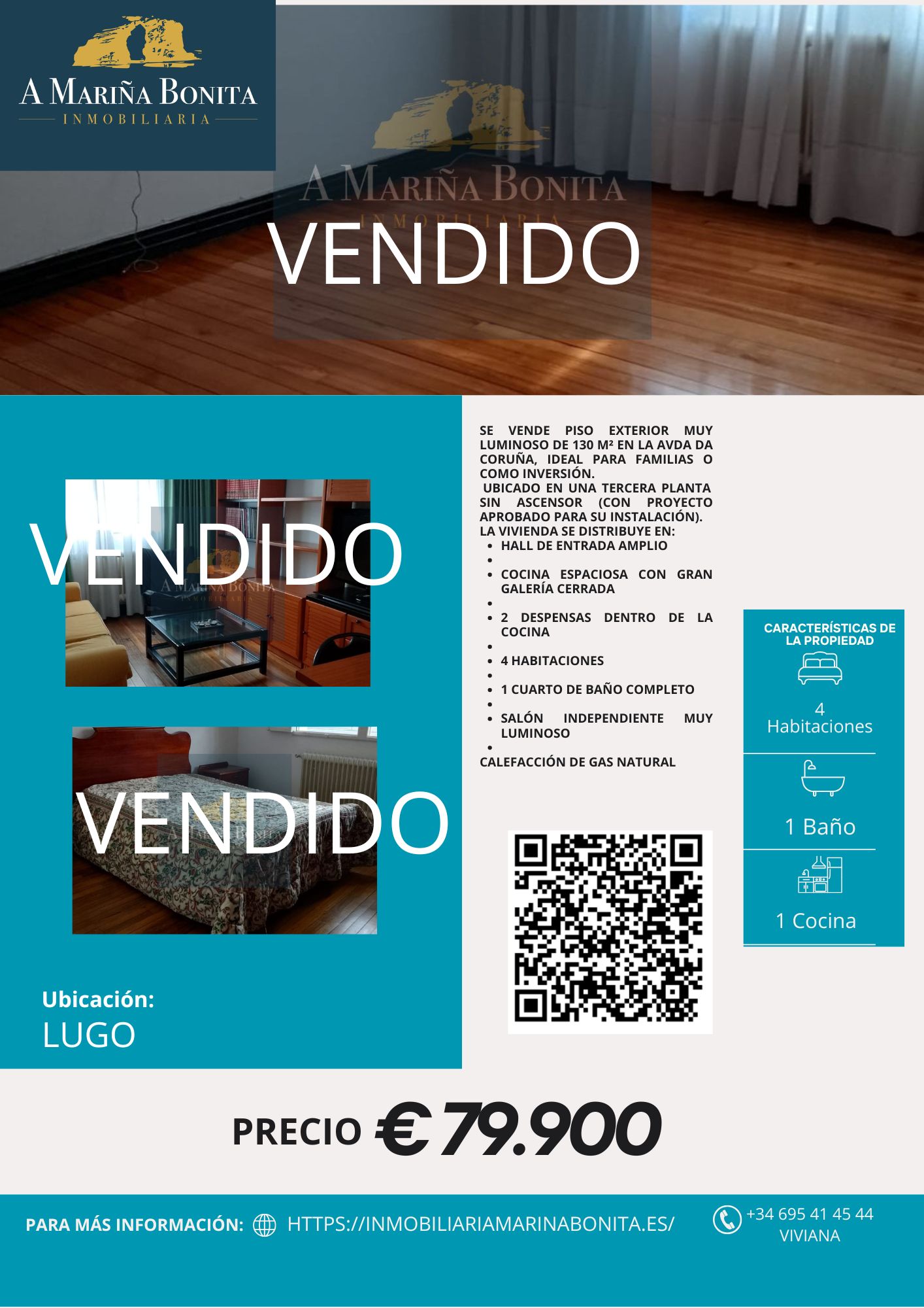 VENDIDO – Amplio piso en venta en Avenida da Coruña